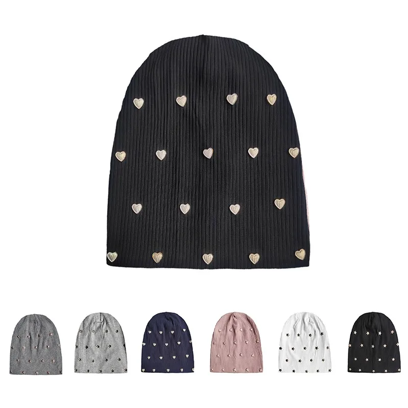 Женские однотонные аксессуары в форме сердца облегающие шапки рубчик модные