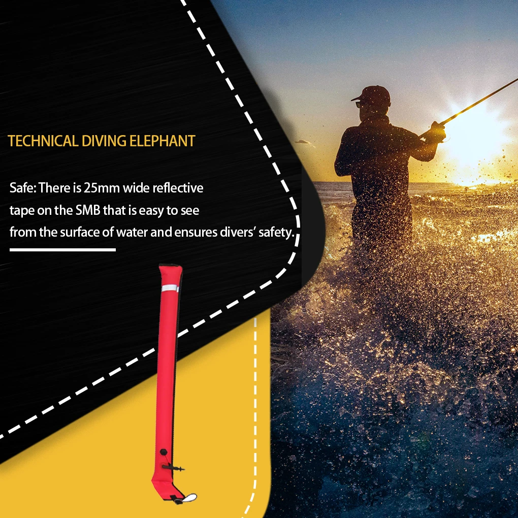 

Scuba Diving Surface Marker Buoy Visibility Safety Sausage Signal Tube SMB Diver Below Float Accessories Large Valve