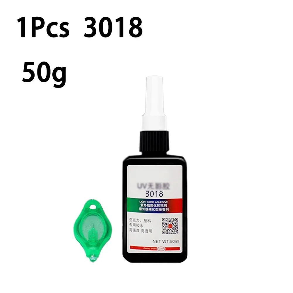 

50g 3018 UV Glue Small Lamp Set Curing Adhesive For Transparent Crystal Glass Repairing Liquid Glue Household Hardware Parts