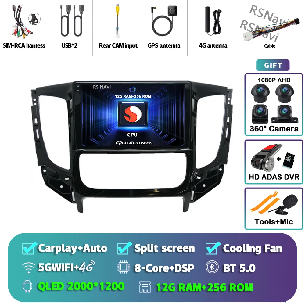 

Автомобильное радио Android 14 Carplay для Mitsubishi Pajero Sport 3 L200 5 Triton 3 2015 2016 2017 2018 2019 Мультимедийный плеер GPS Стерео