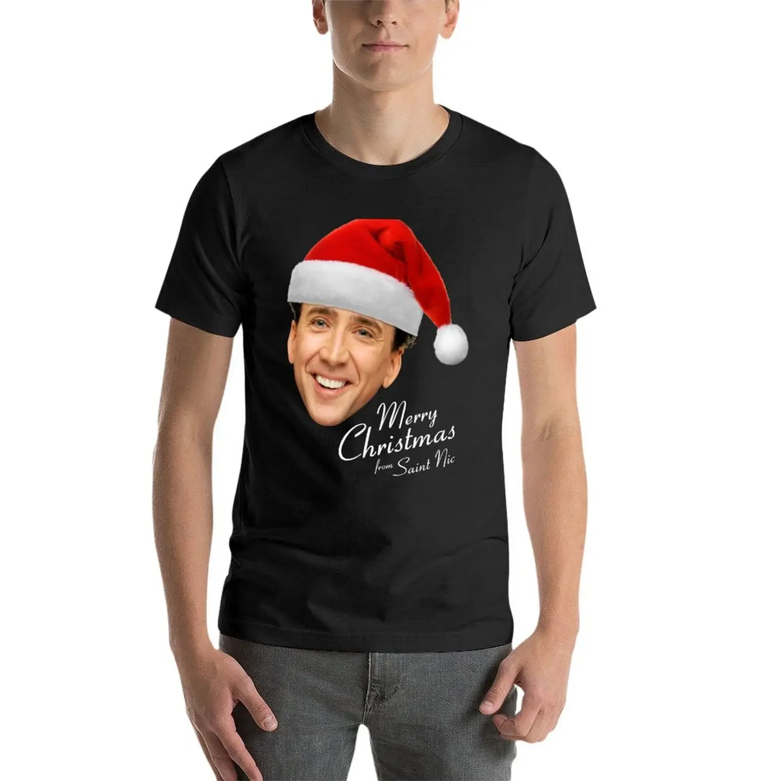 Футболка Merry Christmas from St Nic-olas Cage пустые топы футболка с короткими рукавами черные