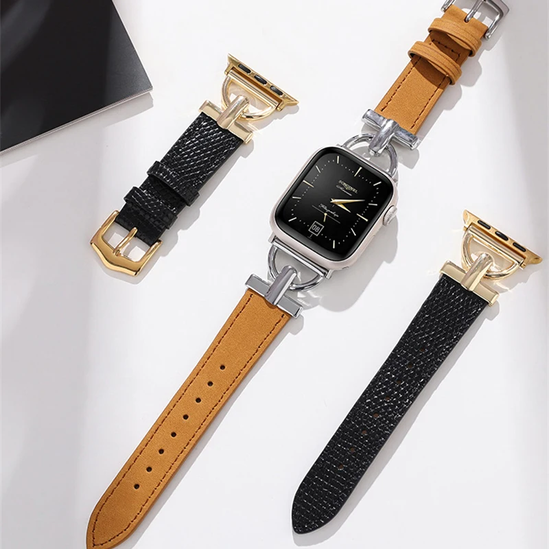 

Ремешок кожаный для Apple watch band, женский браслет для iWatch series 3 4 5 6 SE 7, 45 мм 41 мм 44 мм 44 мм 40 мм 38 мм 40 мм