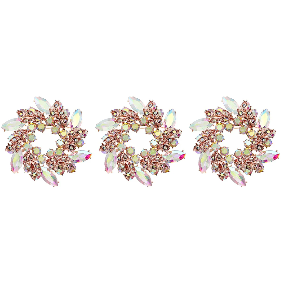 

Set 3 Bridesmaid Bouquets Wedding Brooch Pin Corsage 5.5X5.5CM Badge Women Alloy Costume Jewelry