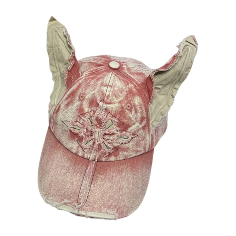 652F потертая бейсбольная кепка для девочек и мальчиков крутая с кроличьими ушками