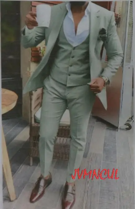 

2022 Customize Latest design leisure fashion green wedding suits men formal slim fit business party male coat Solid color Blazer