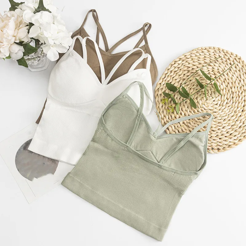 Women Cotton Underwear Push Up Bra Sexy Top Women Suspender Tank Up Fashion Solid Color Lingerie Female Soft Top Brassreie