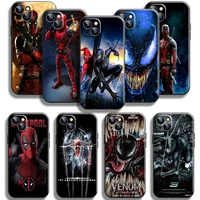 marvel spiderman venom deadpool for iphone 13 12 11 pro max mini 5 6 6s 7 8 plus x xr xs max phone case liquid silicon