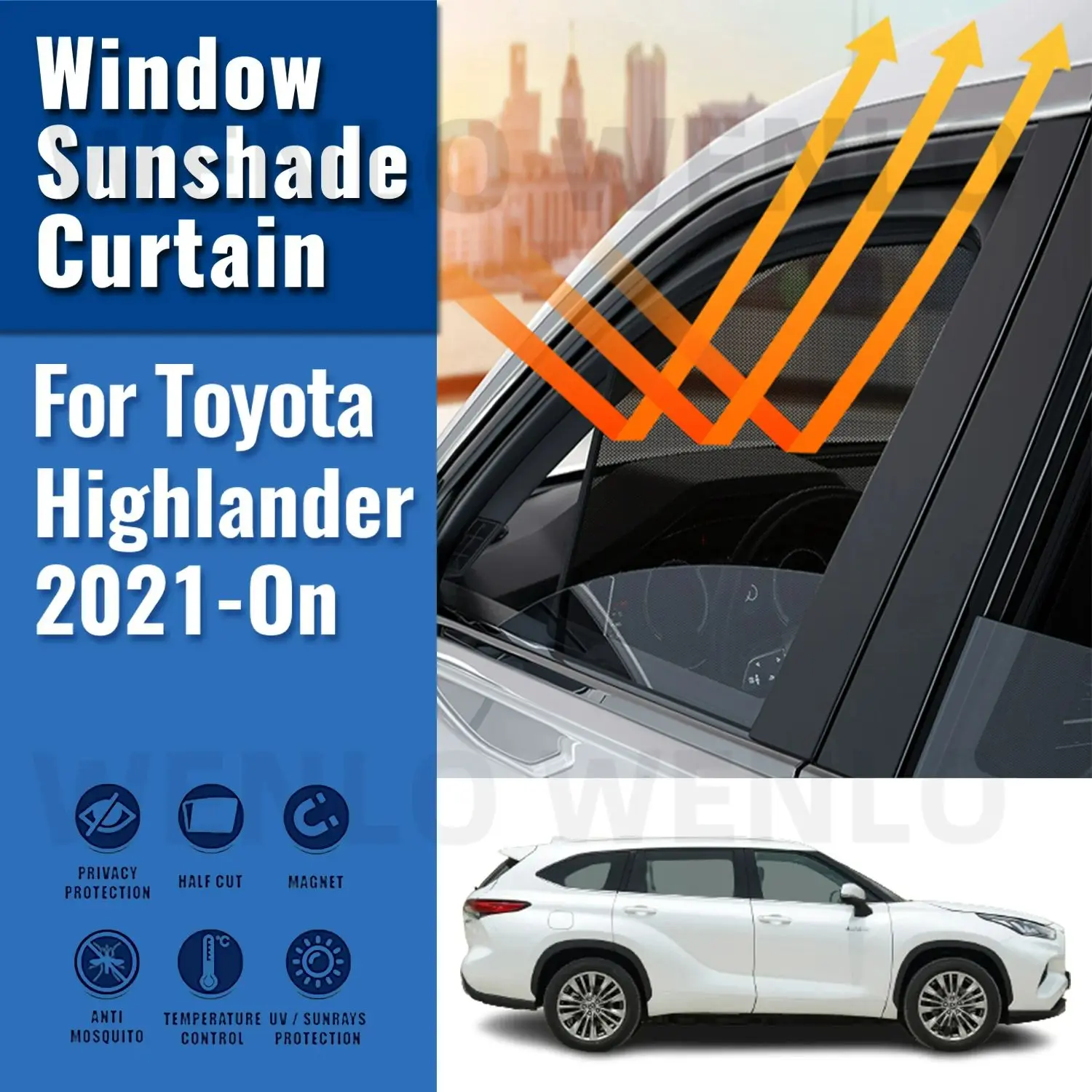 Магнитный автомобильный солнцезащитный козырек для Toyota Highlander XU70 2020-2024