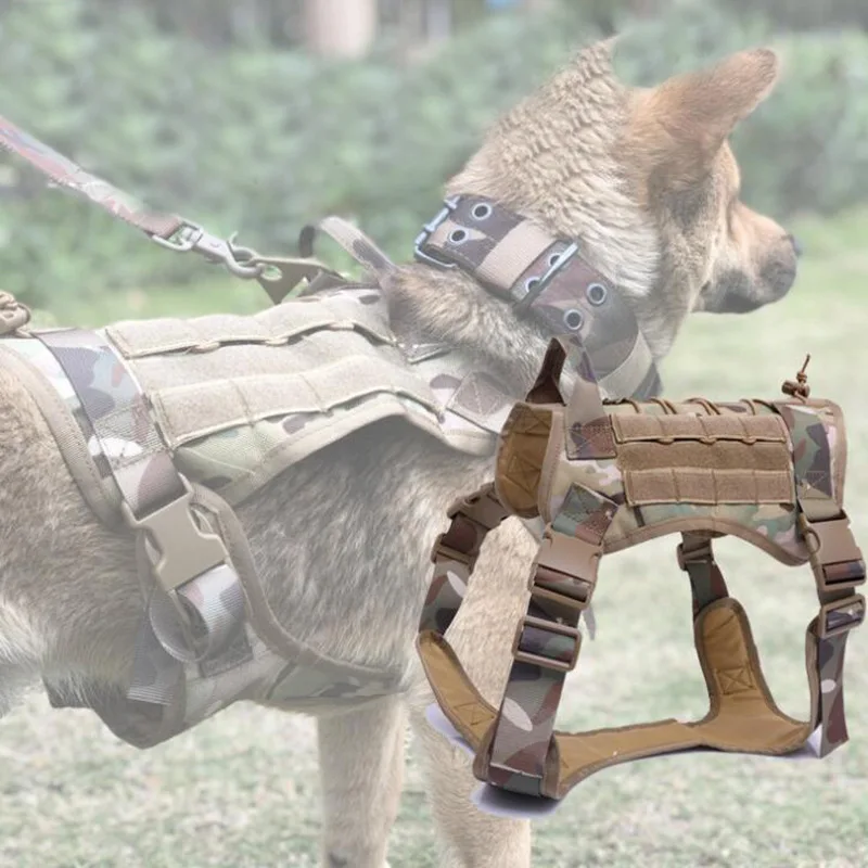 

Tactical Vest Dog Clothing Army Training Dog Vest Combat Waterproof Outdoor 1000D Nylon Harness Molle Adjustable Vest Retriever