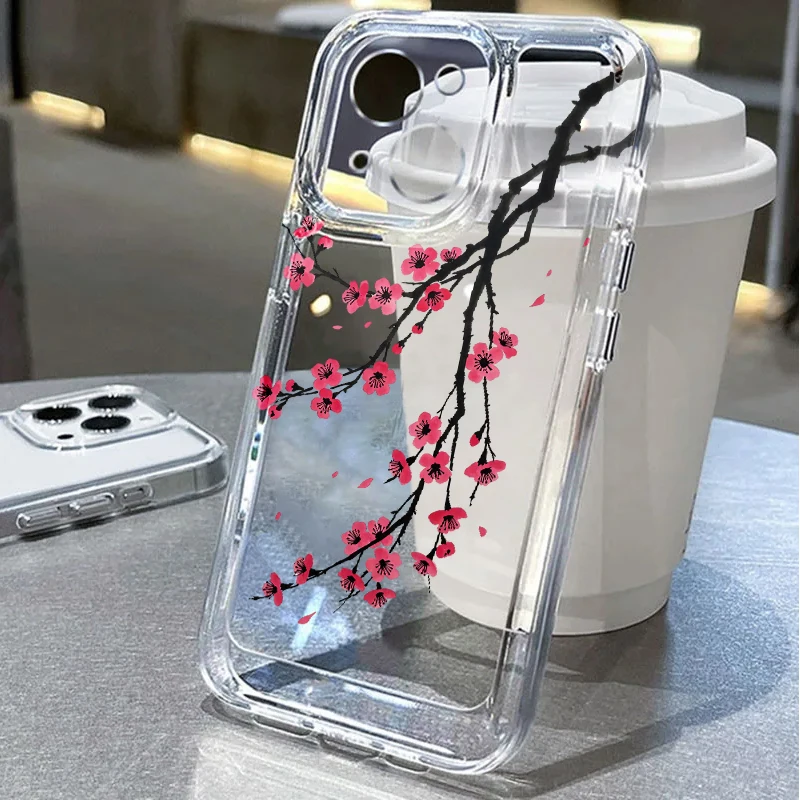 Фото Мягкий чехол для iPhone 17 Pro Max, 11, 13 Pro, 12 Mini, Air, 14 Plus, XR, 17e, XS Max, 16, 15 — Зимний Жасмин №1