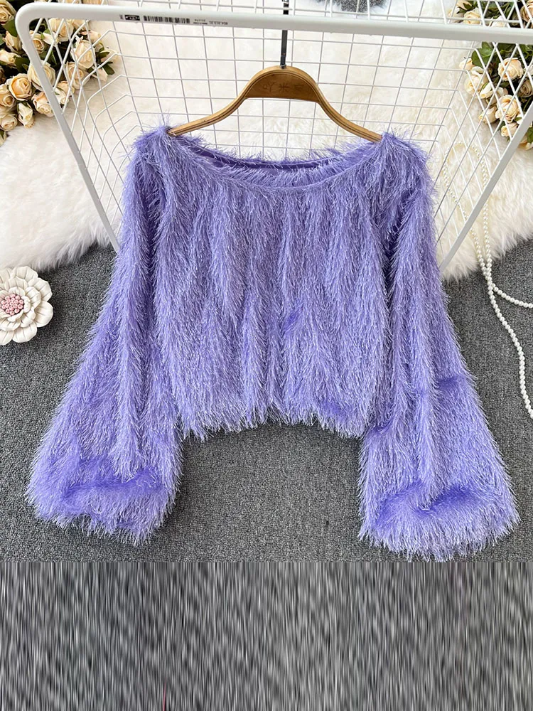 

Женский свитер с круглым вырезом и бахромой, свободная короткая куртка в Корейском стиле с кисточками и круглым вырезом, модель D4936