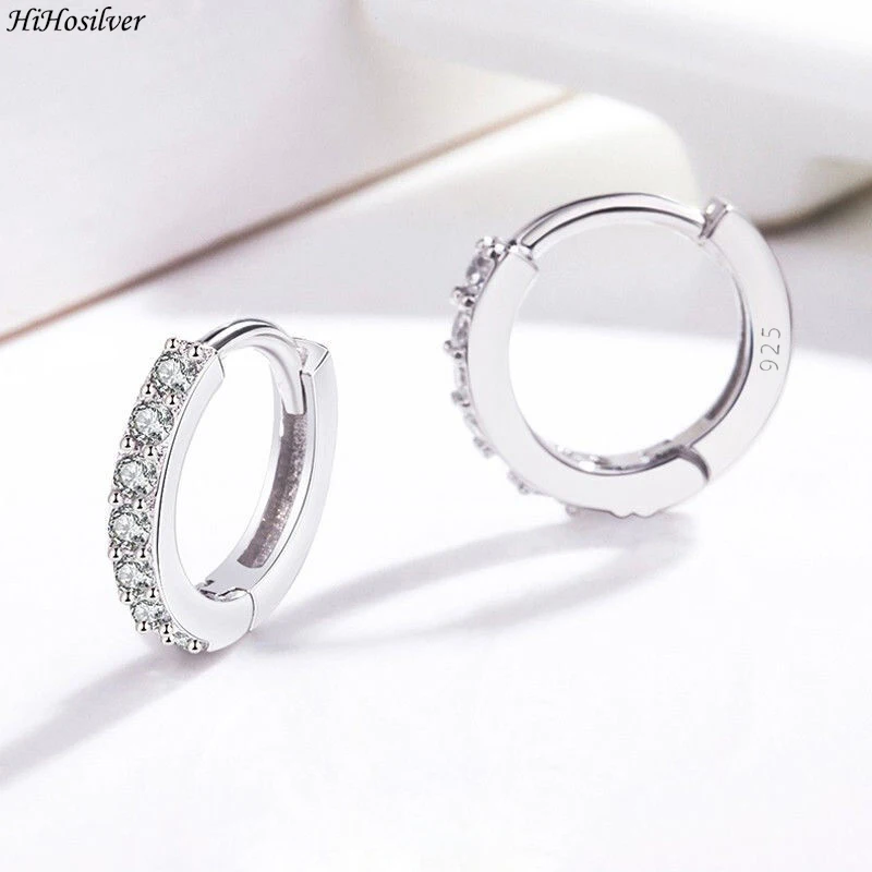 

HiHosilver 925 Silver Needle New Women's Fashion High Quality Jewelry Crystal Zircon Hoop Earrings HS0091