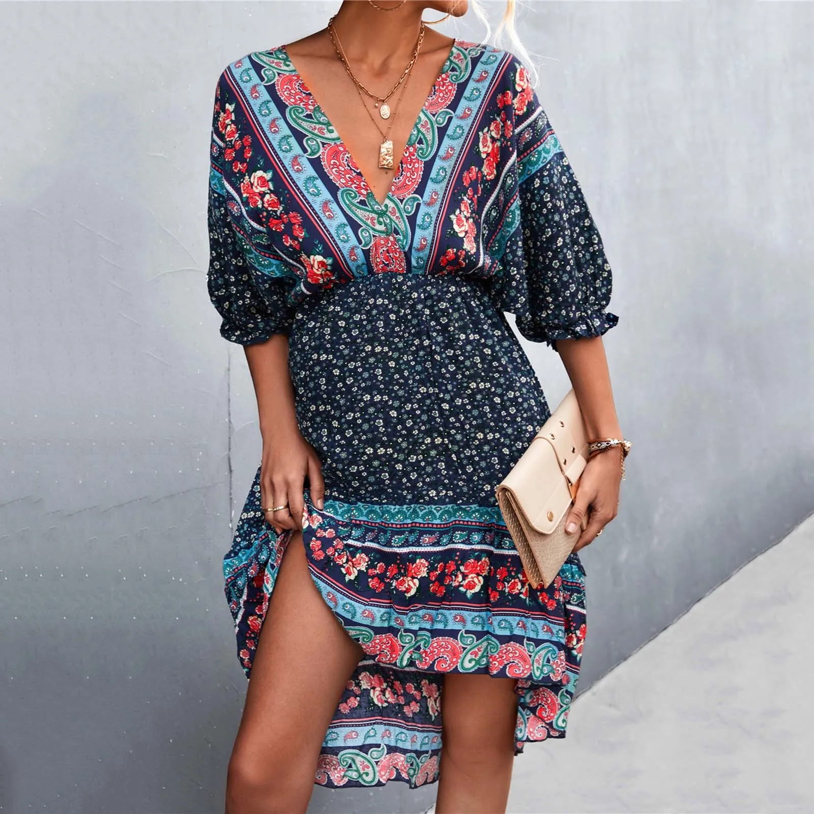 

Women Fashion Trend Bohemian V Neck Fall Womens Casual Dresses Aline Casual Dress Women Womens Casual Long Sleeve Dress