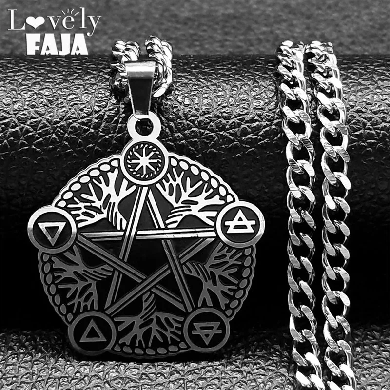 

Stainless Steel Amulet for Eternity and Infinity Pagan Necklaces Wicca Pentagram Witch Necklace for Men Religious Jewelry Gifts