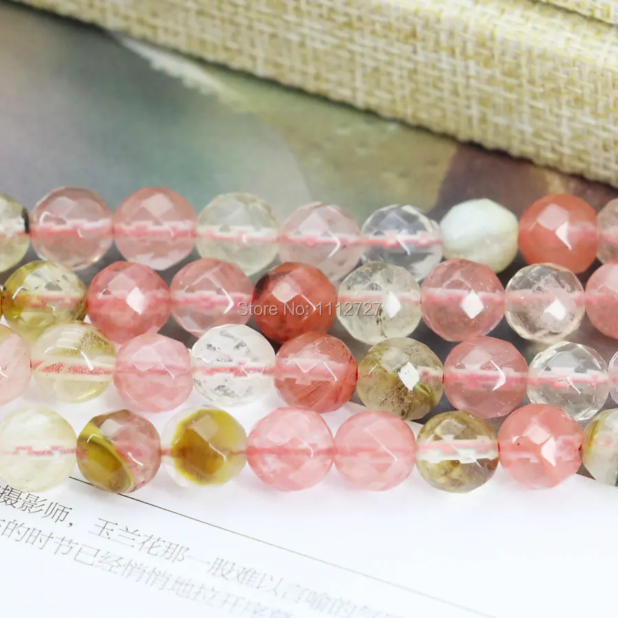 

8mm Multicolor Pink Watermelon Tourmaline Round Beads Accessory Loose Beads Semi Finished Stones Gifts Faceted Jewelry Making