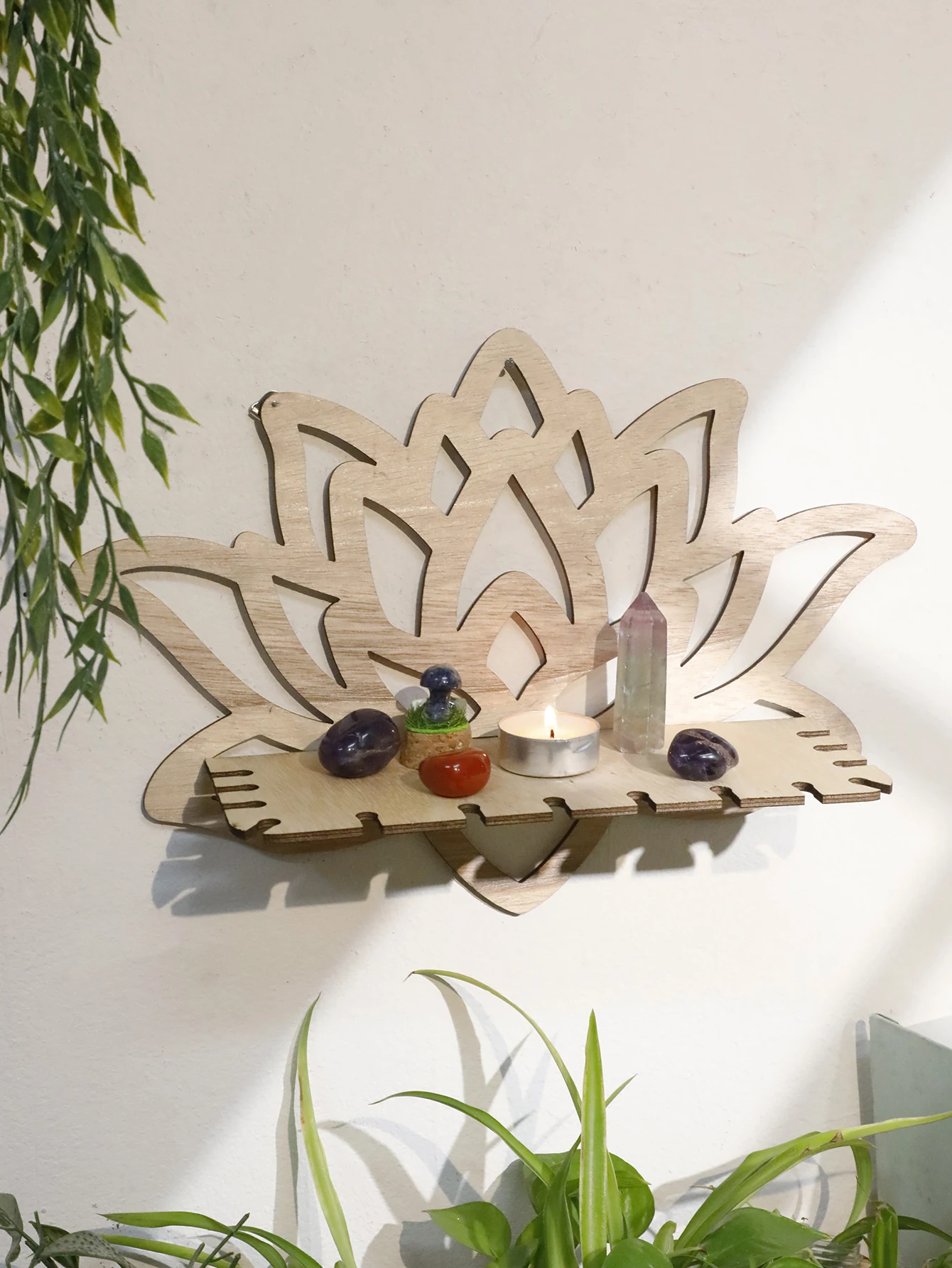 Деревянная подставка для кристаллов лотоса полая полка-держатель целебных