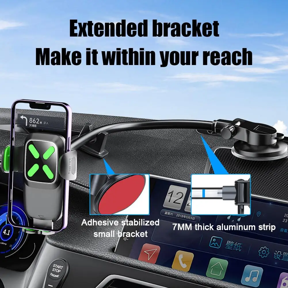 Универсальный автомобильный держатель на присоске с длинной ручкой для телефона