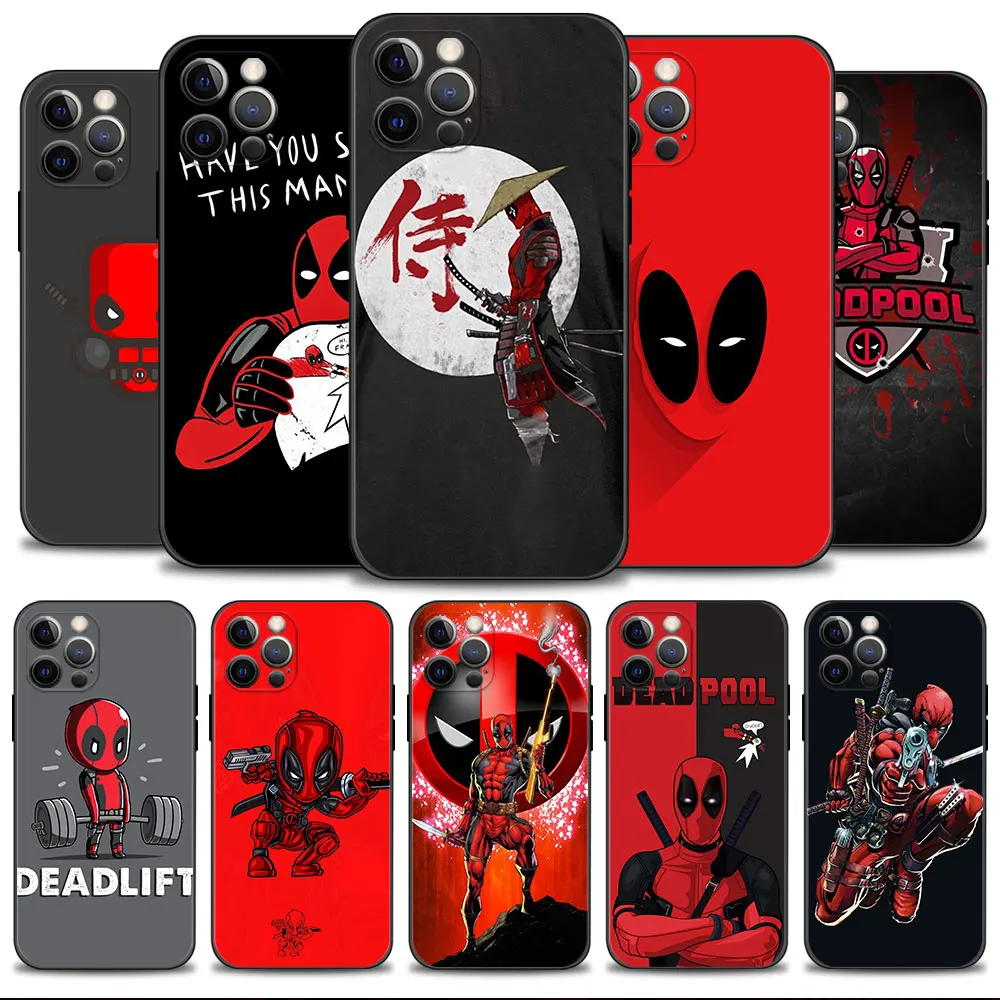 

Phone Case For Apple iPhone 14 13 12 11 Pro Max 13 12 Mini XR X 7 8 6 6S Plus Cover Capa Shell Marvel Samurai Deadpool Red Style