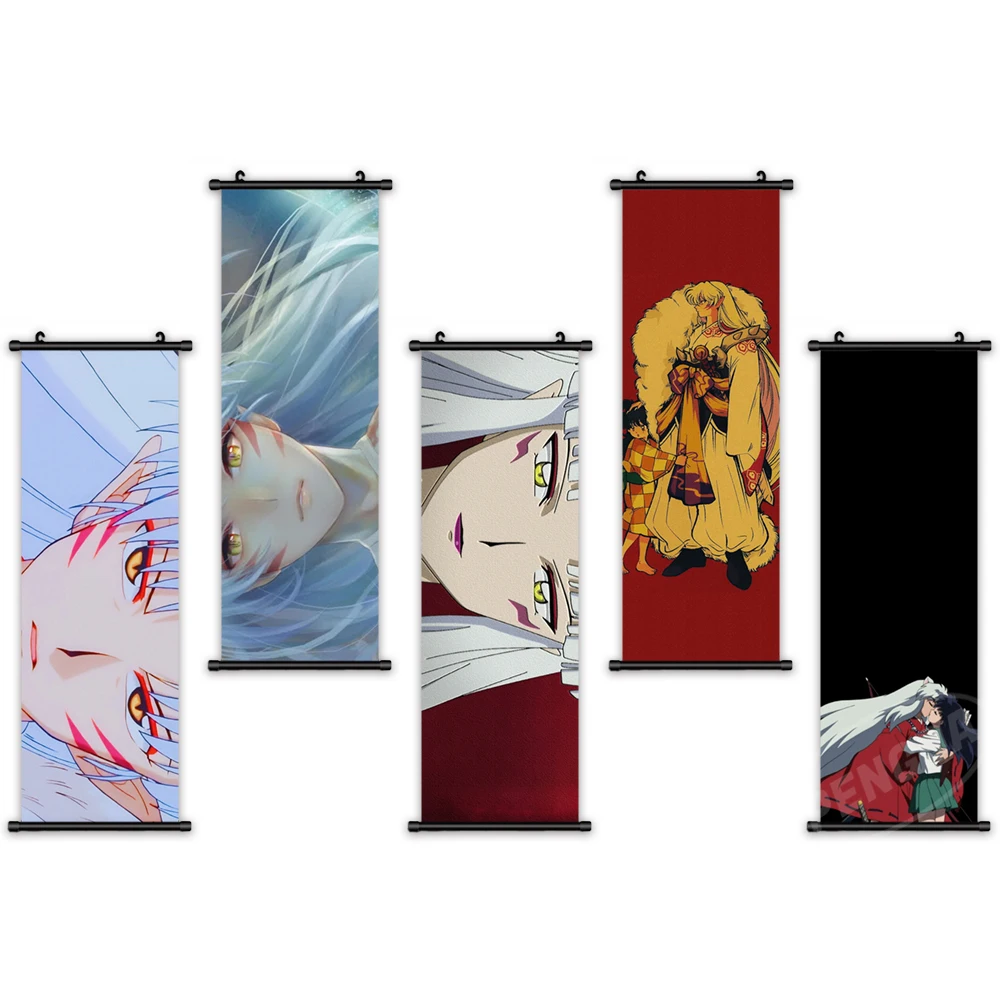 

Home Decoration Inuyasha Hanging Anime Poster Sesshoumaru Canvas Wall Artwork Japanese Print Modern Painting Scroll Living Room