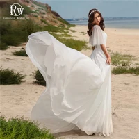 ramanda simple half sleeves sweetheart collar tulle beach a line wedding dress for bride boho lace up back sexy vestido de novia