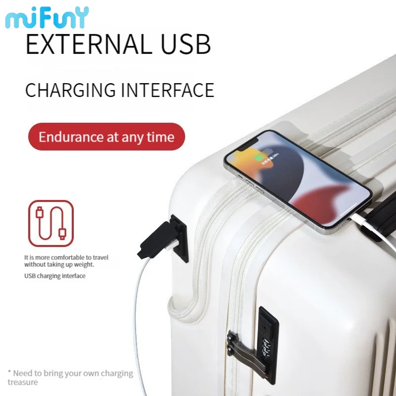 MIFUNY Rolling Luggage Charging Business Large Size Luggage Password Trolley Case Boarding Travel Carry on Luggage with Wheels