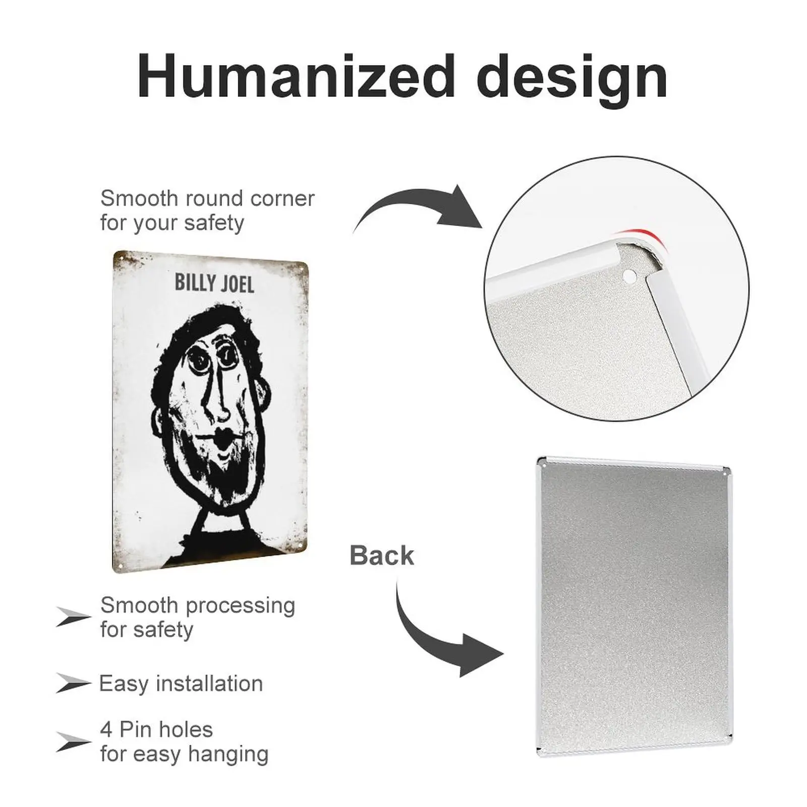 Металлический оловянный плакат Билли джэль 8 × 12 дюймов картина знак забавная