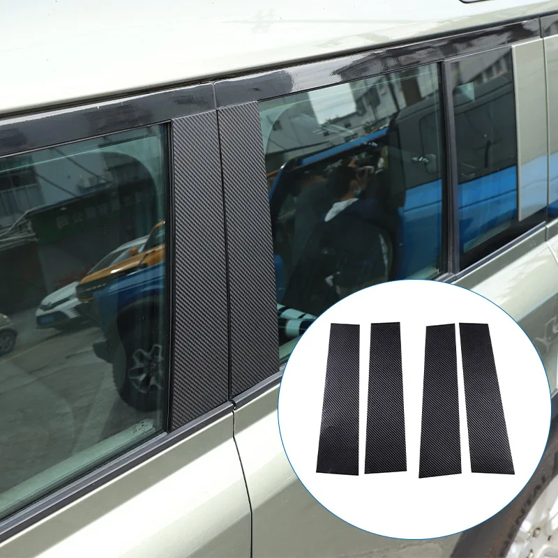 

For Land Rover Defender 110 2020-2022 PVC Carbon Fiber Car Door Window Center B Pillar Post Trim Cover Sticker Car Accessories