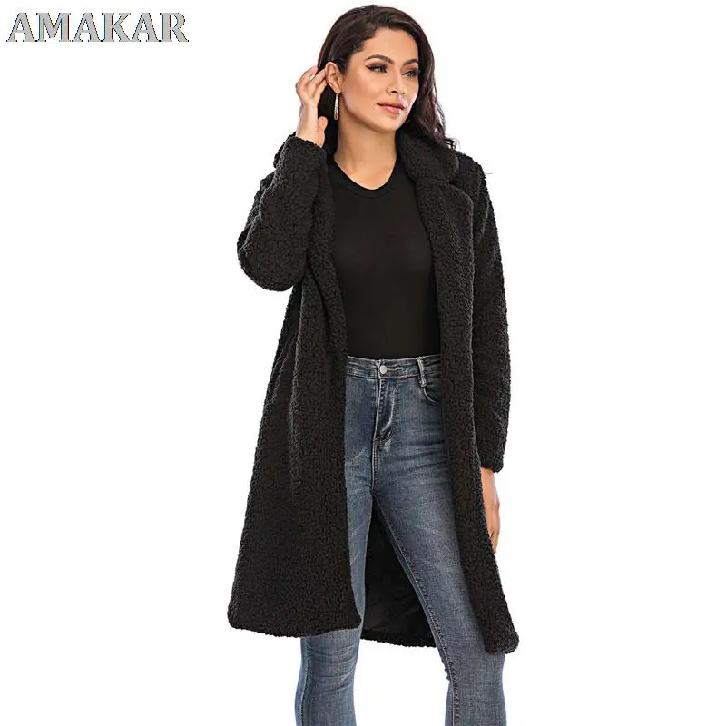 Autumn Long Winter Coat Woman Faux Fur Coat Women Warm Ladies Fur Teddy Jacket Female Plush Teddy Coat  Outwear