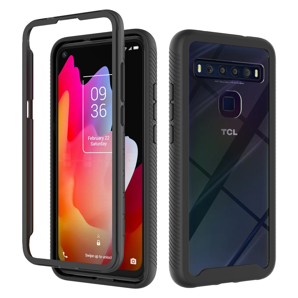 

2 in 1 Hybrid Rugged Armor Shockproof Case For TCL 10L 20L 20S 20 Pro REVVL V+ 20XE 30 XE 5G Transparent Acrylic Back Cover
