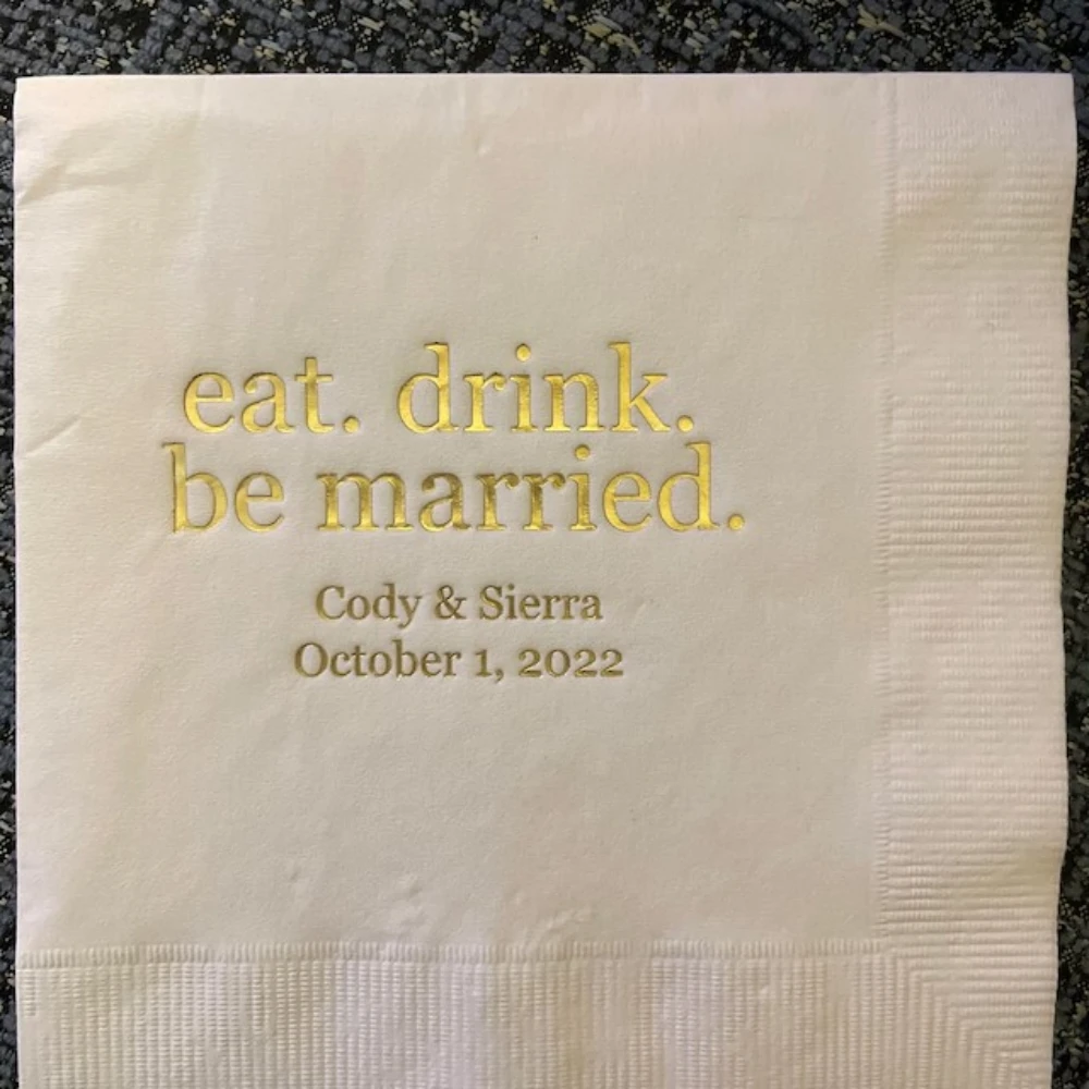 50 шт. персонализированных свадебных коктейльных салфеток | Eat. Напишите. Свадьба