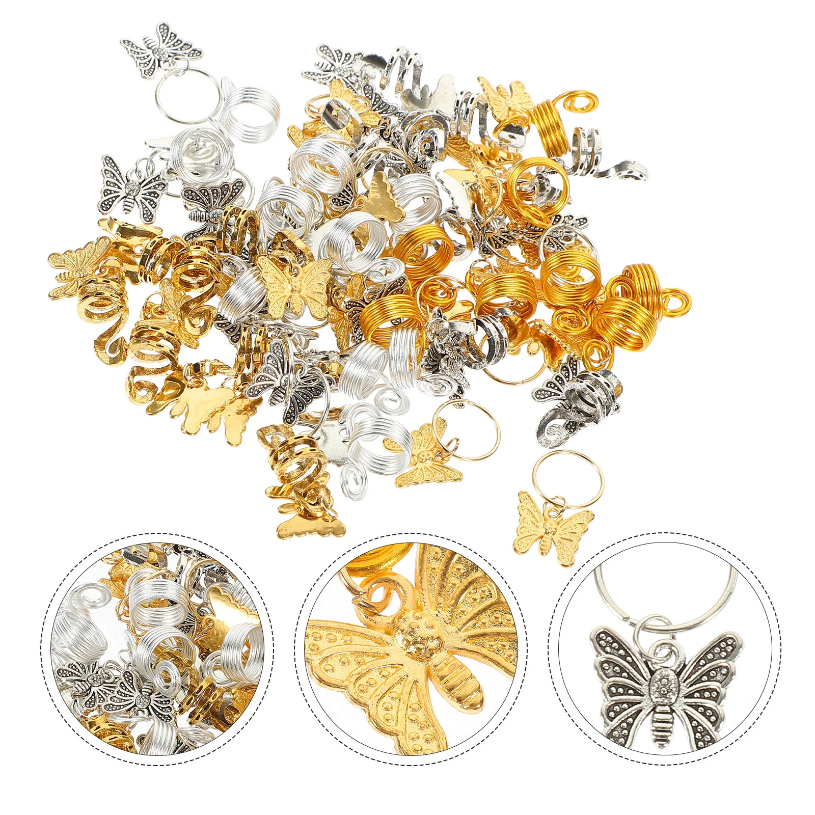 

60 шт. оплетка аксессуары кольцо для волос манжеты ювелирные изделия подвеска очаровательные металлические женские косы Miss Butterfly