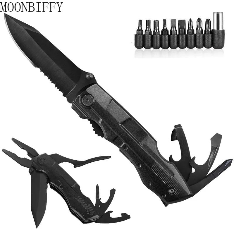 

Tactical knife pocket utility knife folding with pliers bottle opener screwdrivers great for survival camping hiking hunting
