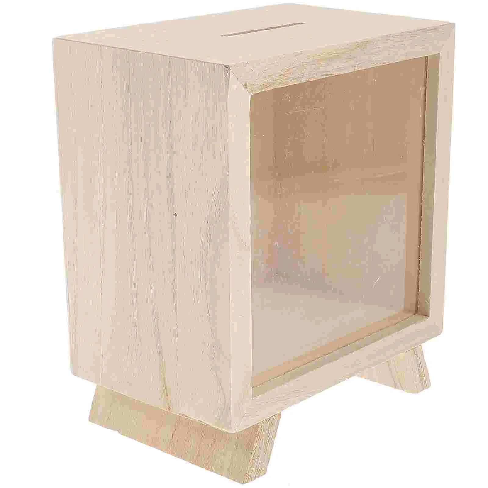 

Bank Piggy Box Money Coin Wooden Saving Jar Clear Kids Wood Savings Adults Cash Change Shadow Gift Tip Case Square Banks