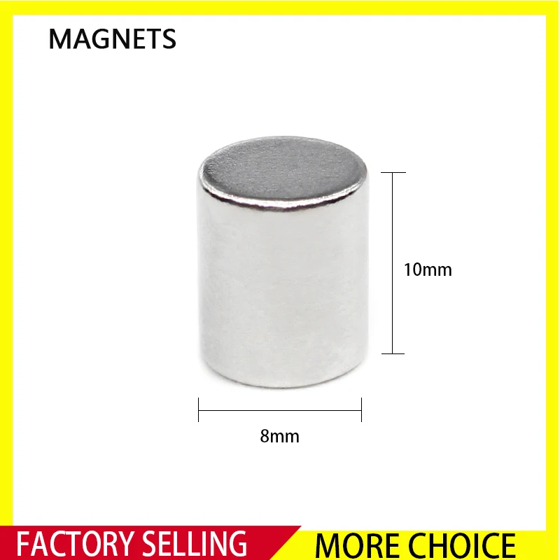 

5/10/20/50/100PCS 8x10 Thick Round Strong Rare Earth Magnet N35 Neodymium Magnets 8x10mm Small Cylinder Permanent Magnet 8*10
