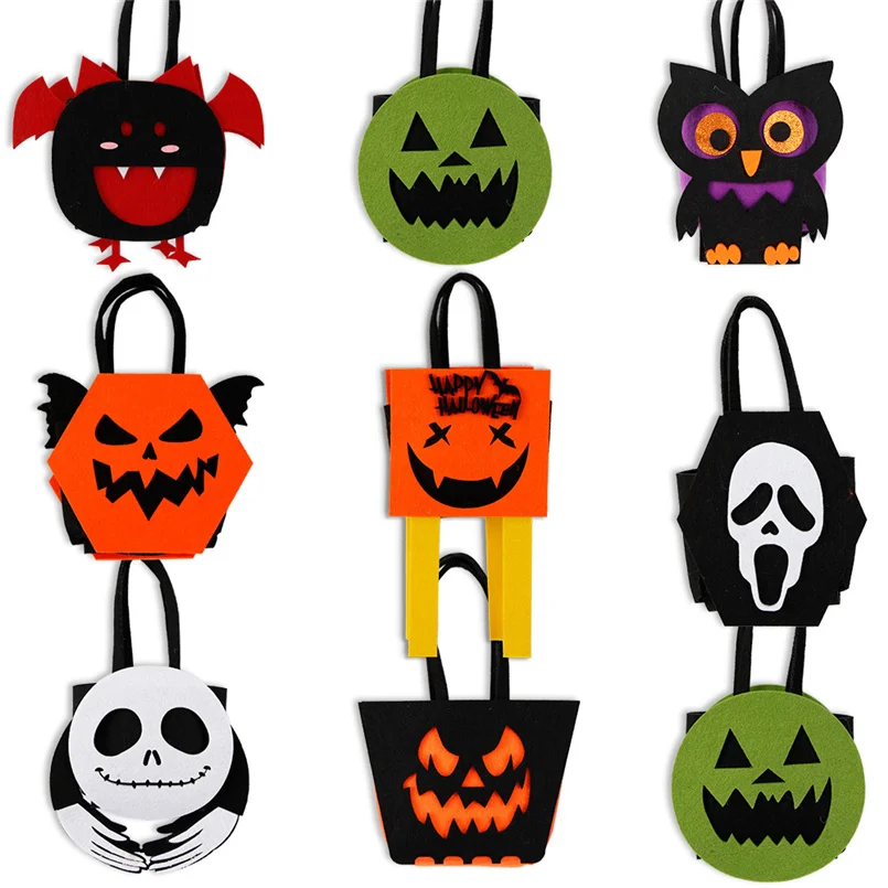 

Halloween Children's Gifts Non Woven Cartoon Skeleton Bat Ghost Demon Handbag Halloween Party Decorations Halloween Candy Bag