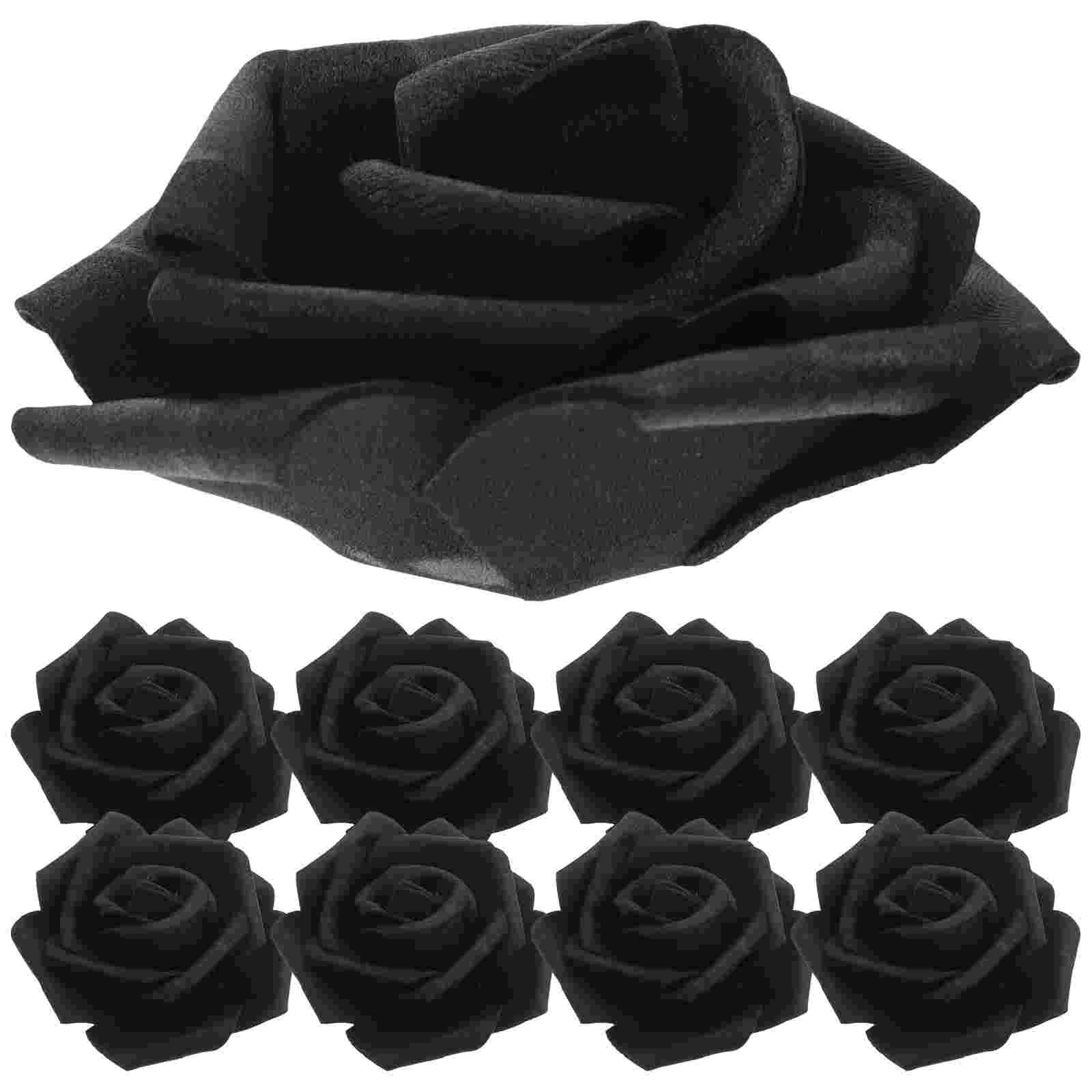 

100 Pcs Crafts Artificial Rose Bride Decorations Black Flower Head Roses Flowers