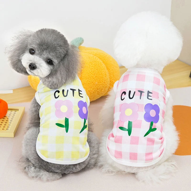 

Pet Thin Spring/Summer New Flower Tank Top Pet Cat Teddy Bears Pomeranian Small Dog Melania Yorkshire Clothing Accessories