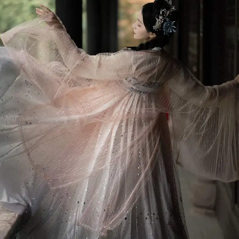 Костюм для народных танцев с пайетками традиционное китайское платье феи