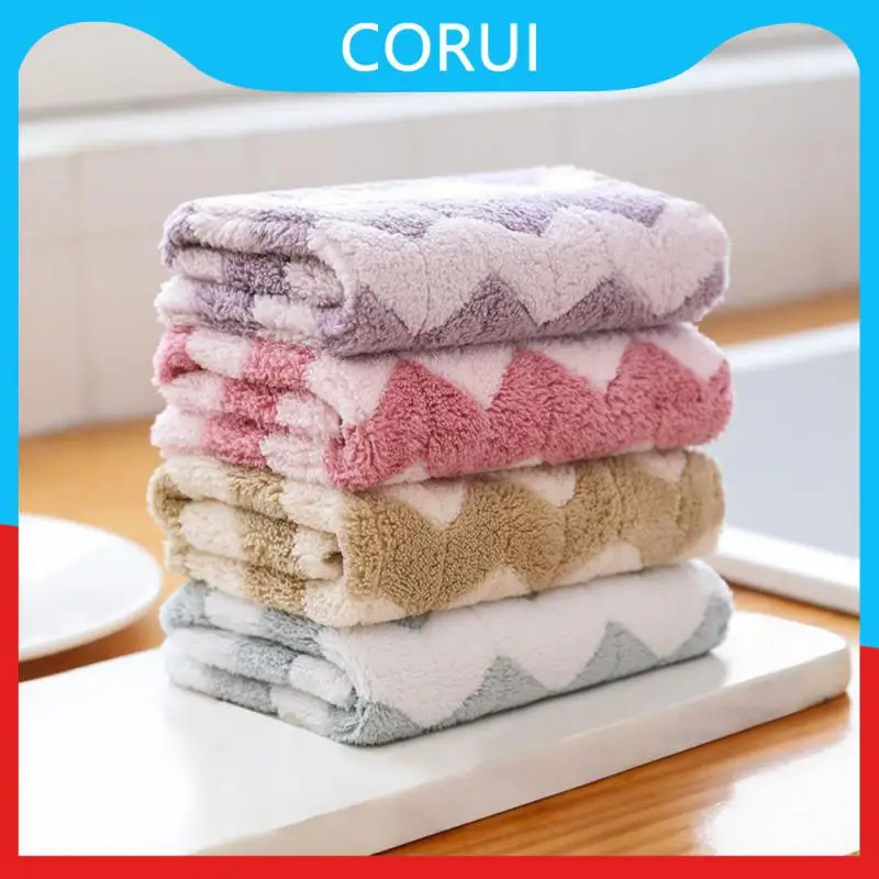 

Wipes Upgrade New Coral Fleece Dish Towel Bamboo Charcoal Fiber Thickened Convenient Ultrasonic Small Square Towel Cloth Simple