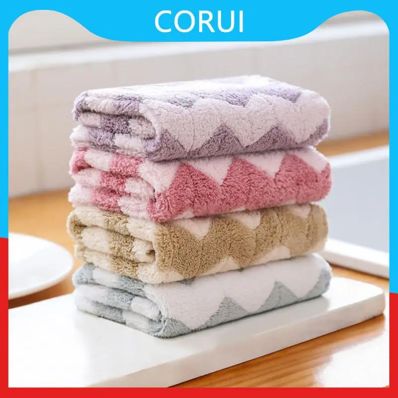 

Upgrade New Dishwashing Towel Coral Fleece Wipes Modern Minimalist Ultrasonic Small Square Towel Cloth Kitchen Cleaning Simple