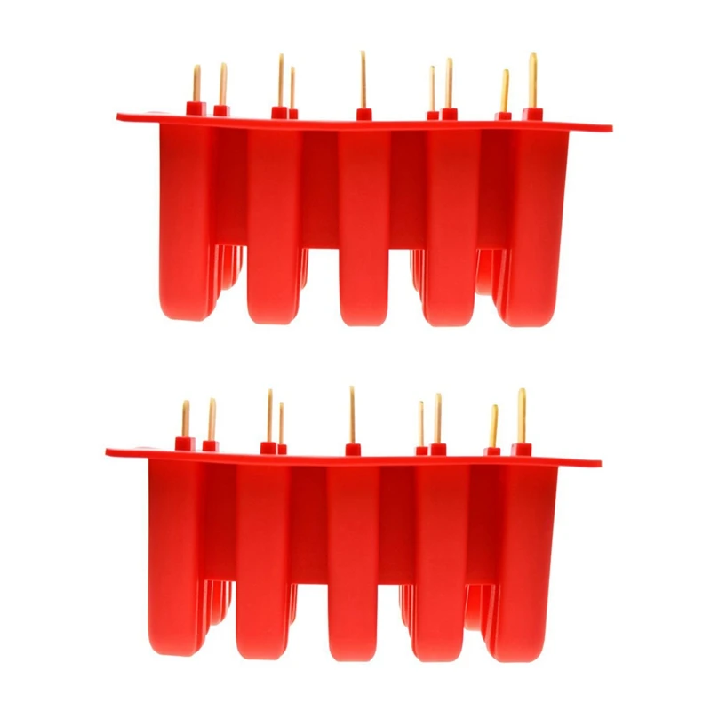 

2X Silica Gel Ice Cream Mould Popsicle Mold Ice Tray Puck Popsicle Mold Ice Cream 10 With Silicone Mold High Quality Red