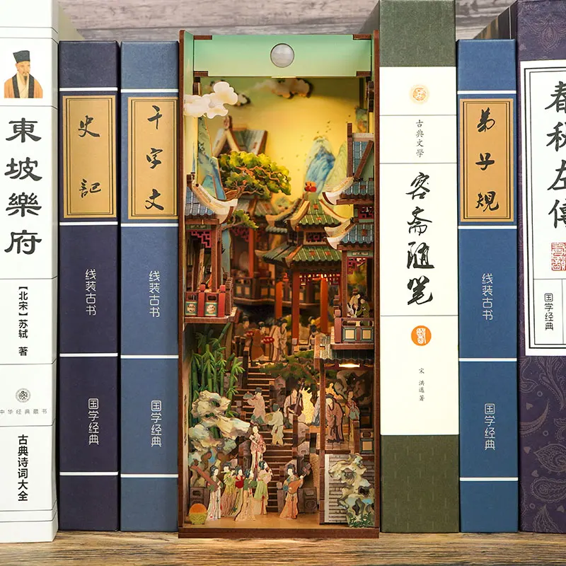 

Diy Wooden Book Nook Shelf Insert Kits Miniature Anime Building Dollhouse Furniture Alley Bookends Toys Gifts Home Decoration