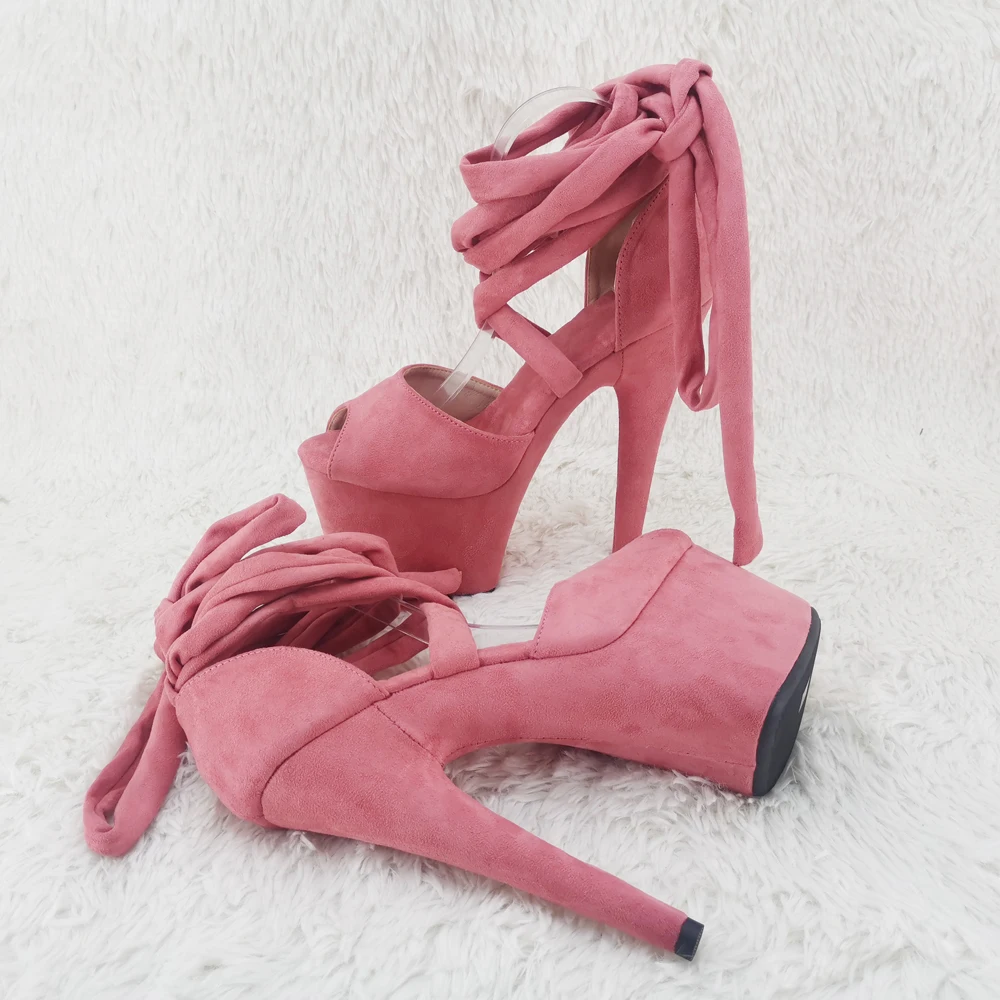 Leecabe 17CM/7Inch suede  upper  sexy exotic  platform High Heels  Pole Dancing sandals Shoes