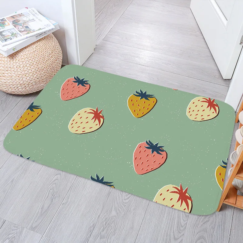 

Симпатичный входной коврик с принтом клубники, коврик для дома, прихожей, балкона, коврики для спальни, гостиной, противоскользящий дверной ...