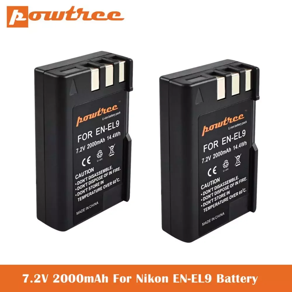 

7.2V 2000mAh EN-EL9 Battery Replacement for Nikon EN-EL9, EN-EL9a, EN-EL9e D40, D40x, D60, D5000, D3000 Cameras Batteries