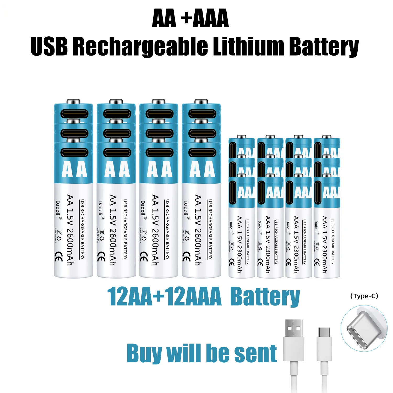

Литий-ионная аккумуляторная батарея высокой емкости 1,5 в AA 2600 МВт/ч USB для пульта дистанционного управления мышью, маленького вентилятора, э...