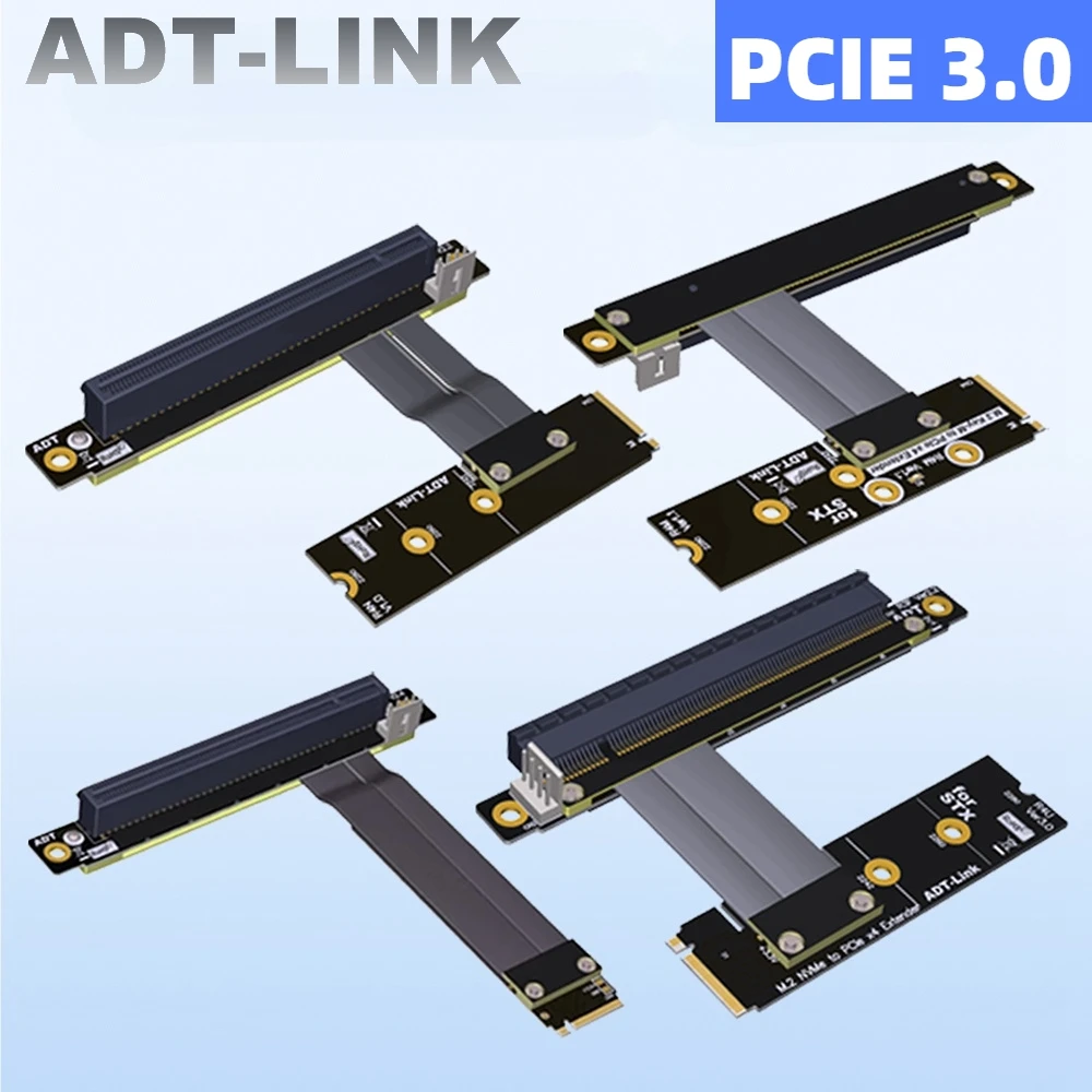 

Кабель-удлинитель для видеокарты ADT R43 M.2 NGFF NVMe STX, для PCIE 3,0 X16 M2, поворотный Угловой 90 градусов PCI E 16x