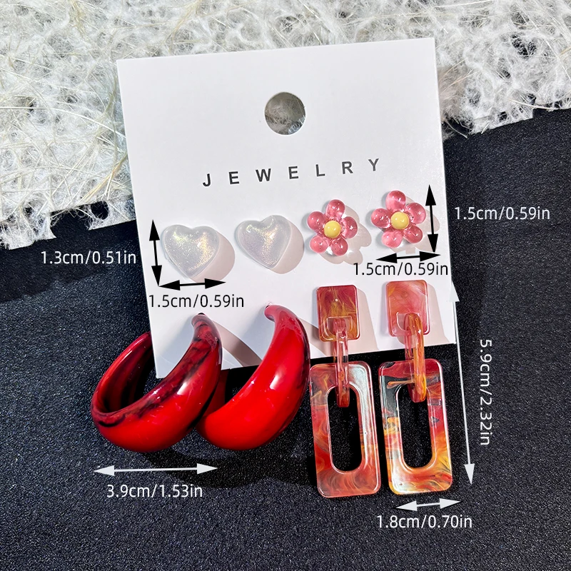 4 пары нежных элегантных креативных минималистичных геометрических украшений