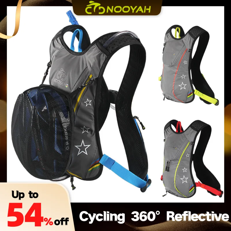 NOOYAH Bicycle Bag 360° Reflective Cycling Backpack Unisex Running Sport Pack Bike Travel Waterproof Accessories with Hat Mesh