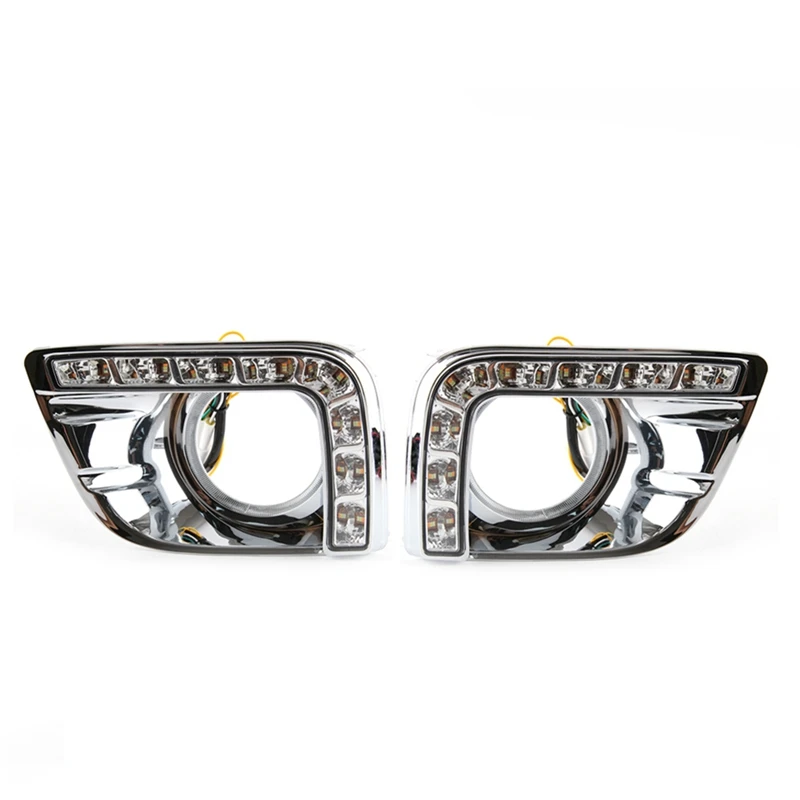 

1 пара светодиодный льные светодиодные дневные ходовые огни, противотуманные фары для Toyota Land Cruiser 2700 Prado FJ150 LC150 2010 2011 2013